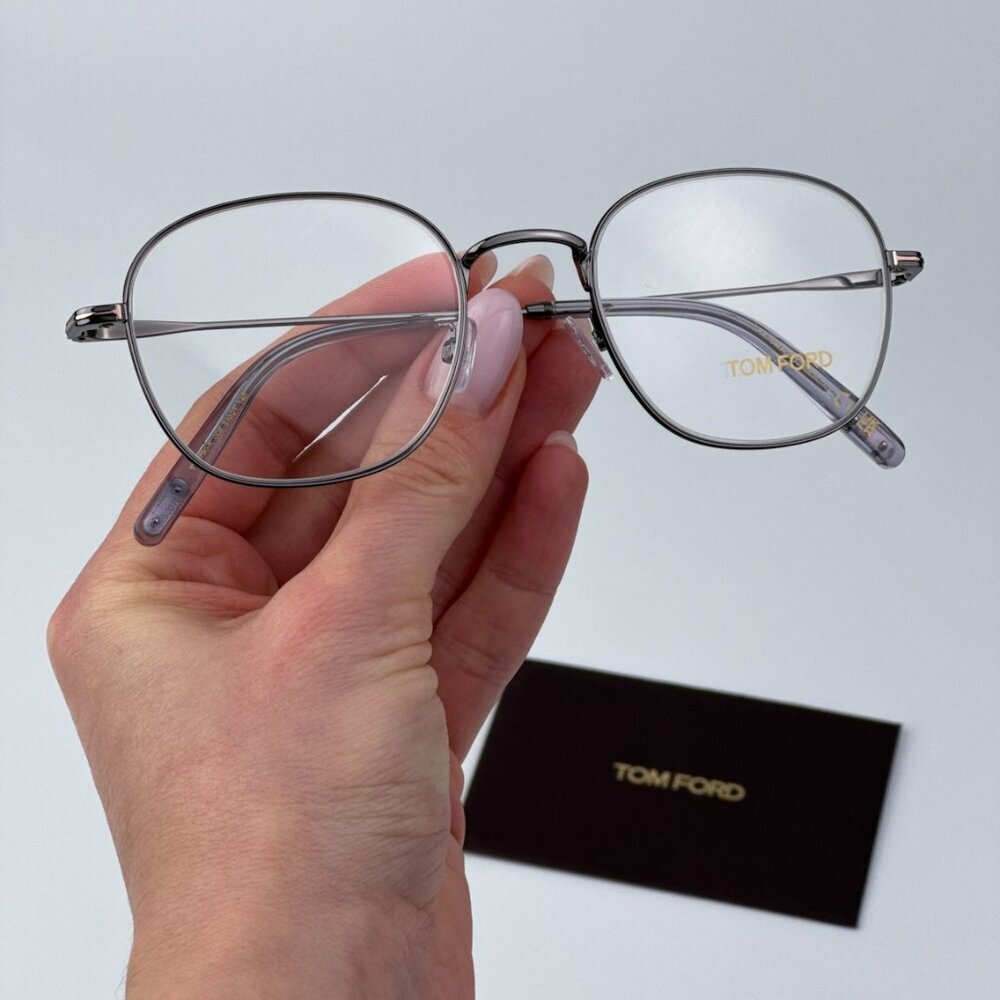 Tom Ford Women  Gunmetal Blue Block Round BRAND NEW Eyeglasses FT5790-K/O 008